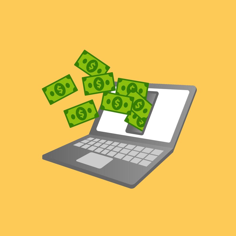 guadagnare soldi online illustrazione vettoriale di design. fare soldi online icona simbolo design