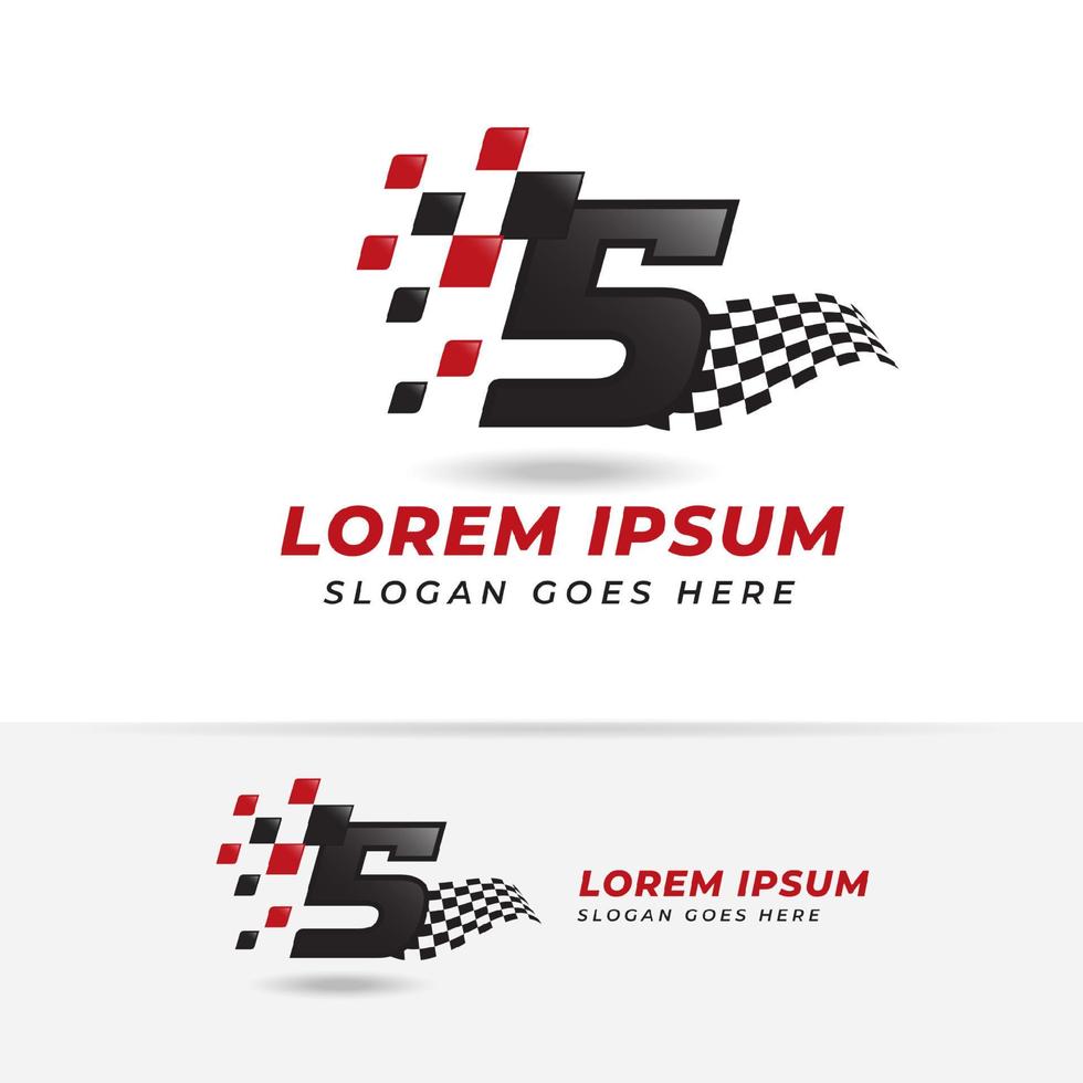 numero cinque 5 racing icona simbolo di design. disegni del logo del numero di gara vettore