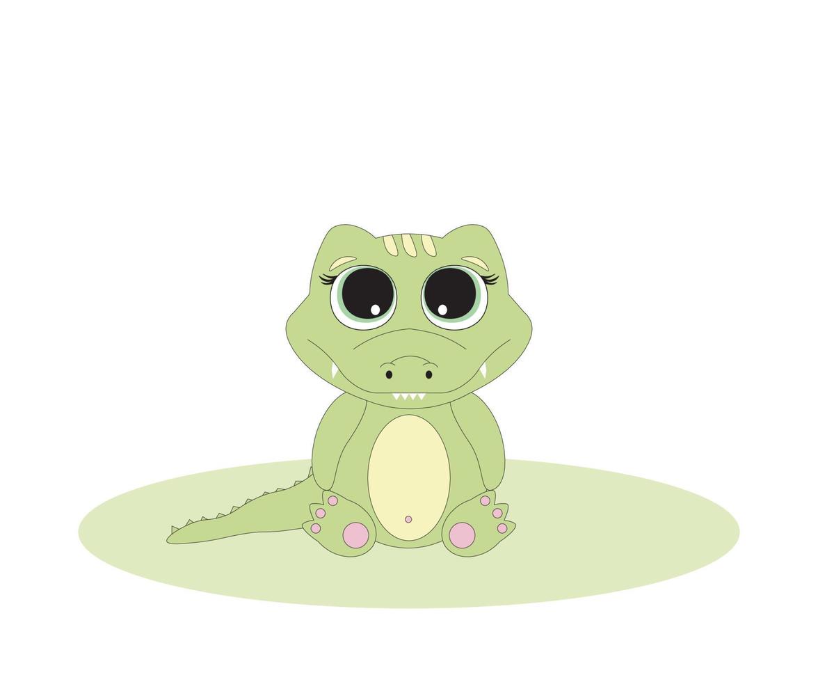 illustrazione per bambini con un coccodrillo cartone animato, alligatore vettore