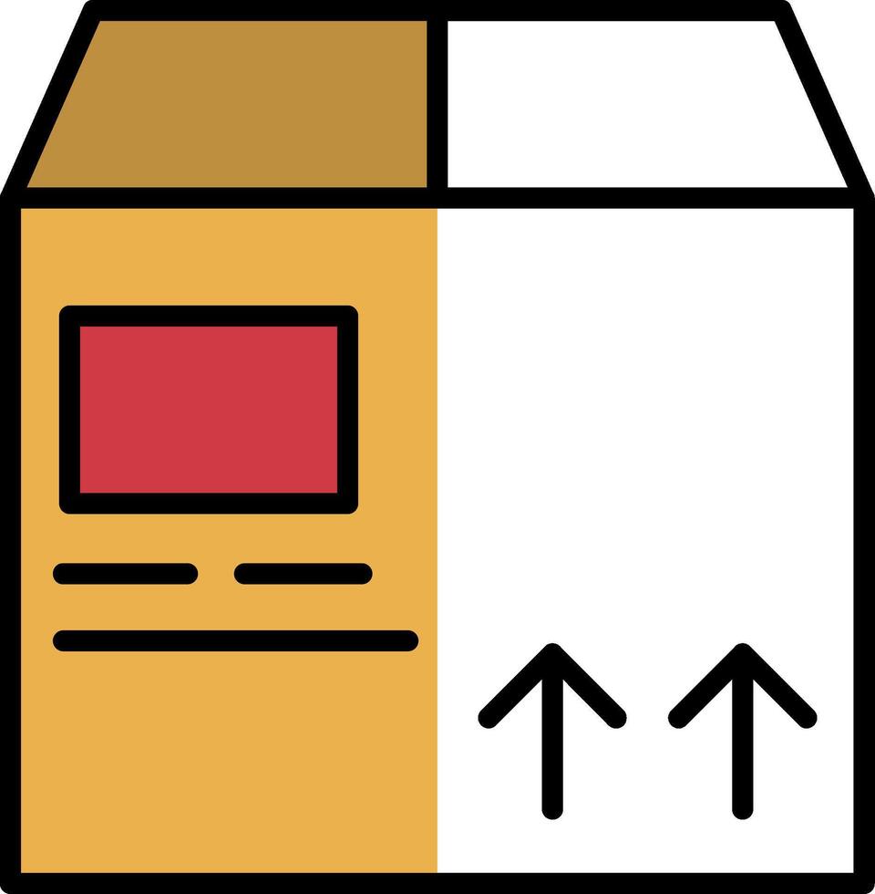 consegna scatola pieno metà tagliare icona vettore