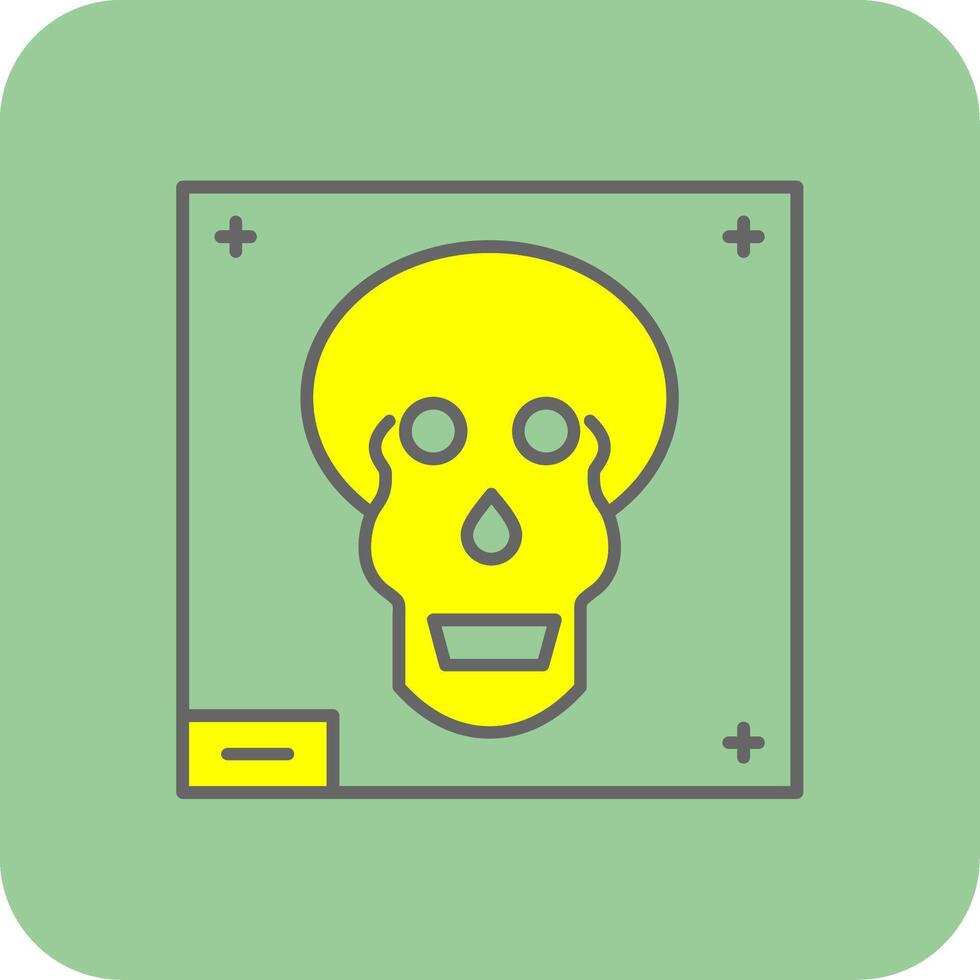 cranio X - raggio pieno giallo icona vettore