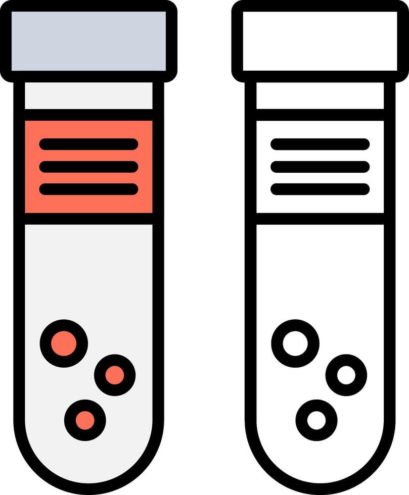test tubo pieno metà tagliare icona vettore