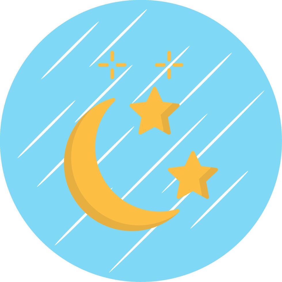 Luna e stella piatto blu cerchio icona vettore