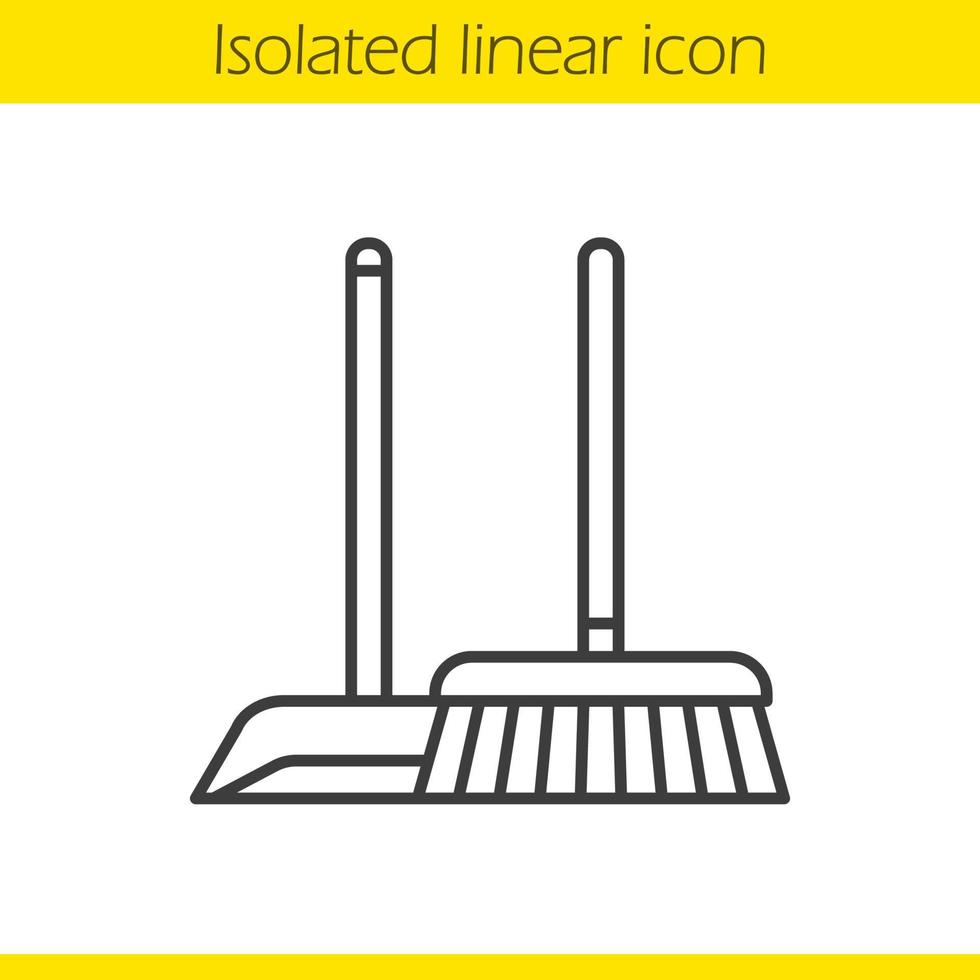 icona lineare del servizio di pulizia. illustrazione di linea sottile. simbolo del contorno della scopa e della paletta. disegno vettoriale isolato contorno
