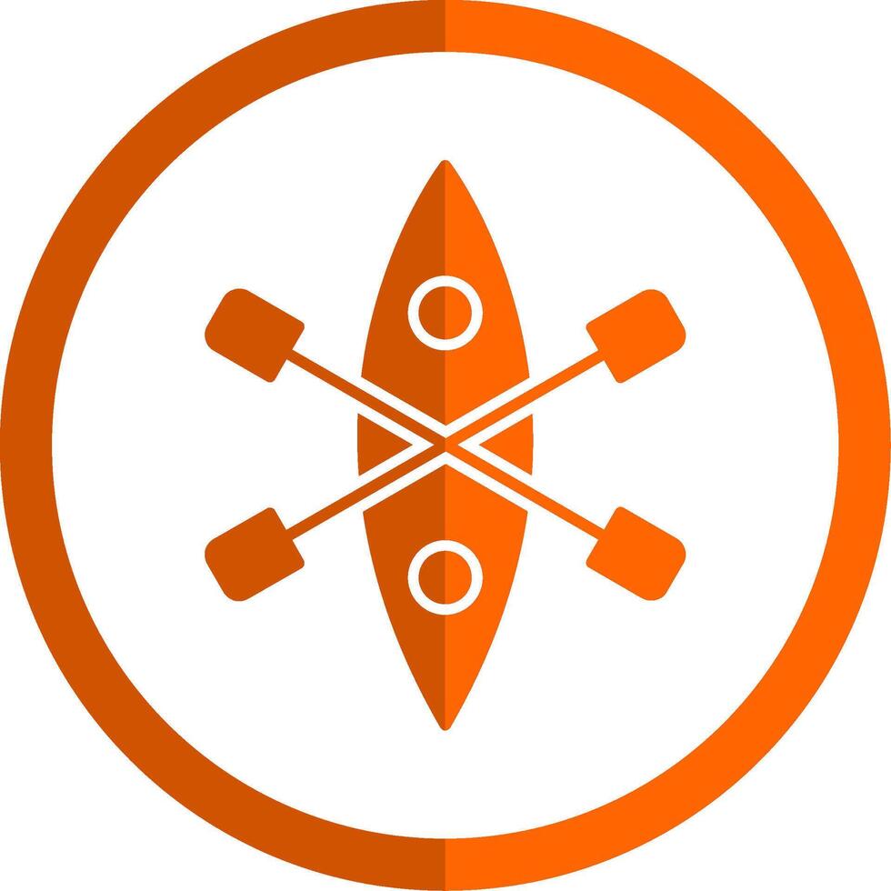 kayak glifo arancia cerchio icona vettore