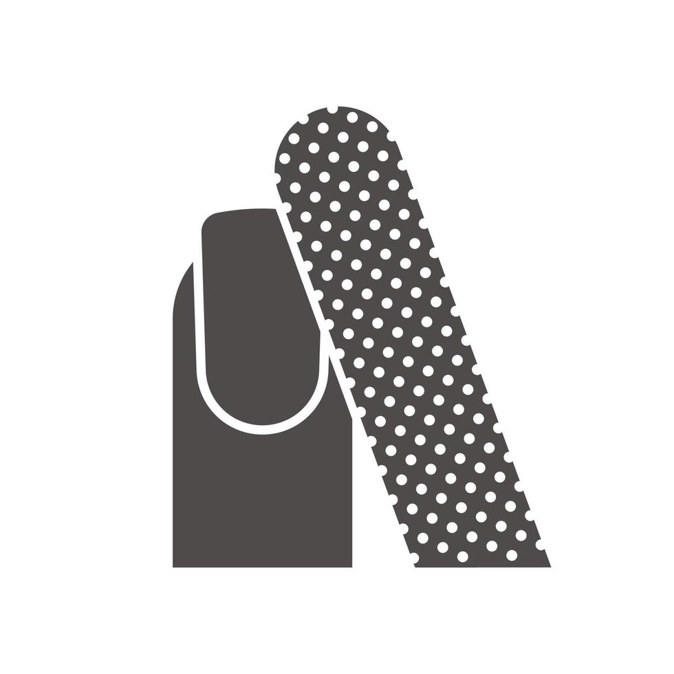 icona di limatura delle unghie. simbolo della siluetta del manicure. unghia da donna con lima. spazio negativo. illustrazione vettoriale isolato