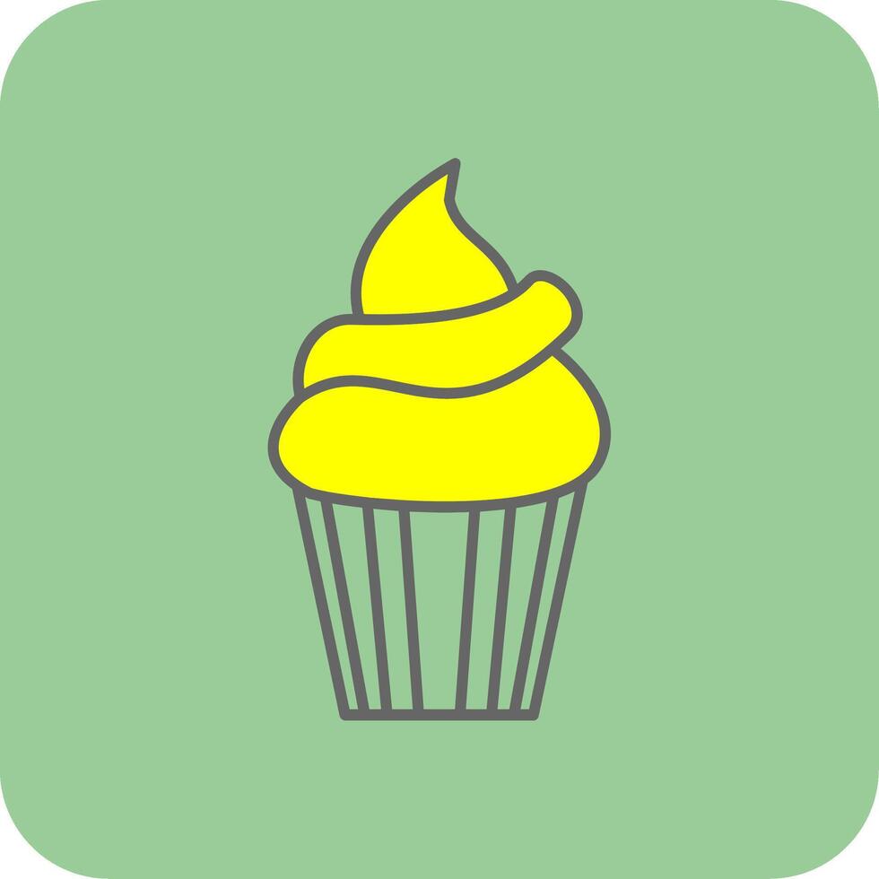 Cupcake pieno giallo icona vettore