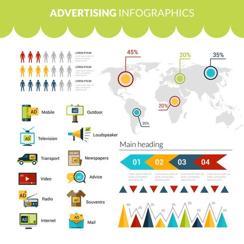 Set di infografica pubblicitaria vettore