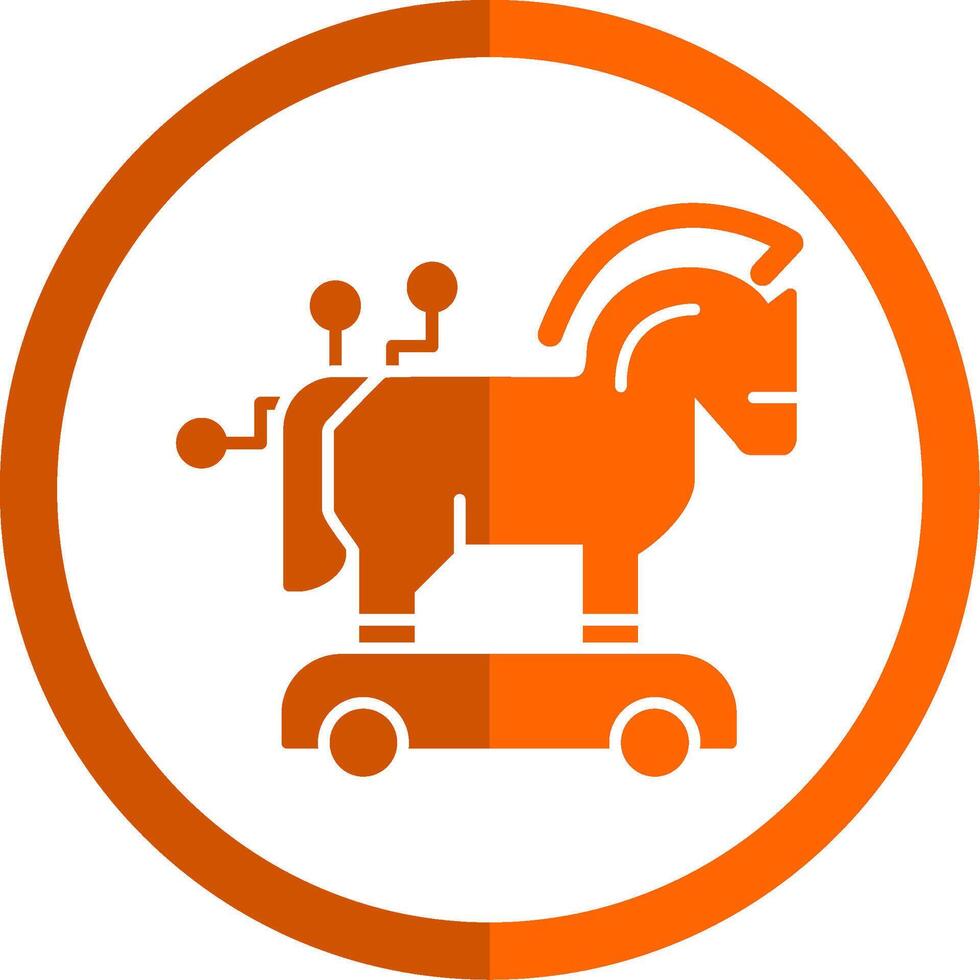 trojan cavallo glifo arancia cerchio icona vettore