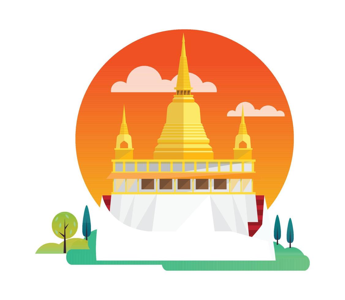 Wat saket ratcha wora maha wihan, monte d'oro, thailandia, illustrazione vettoriale