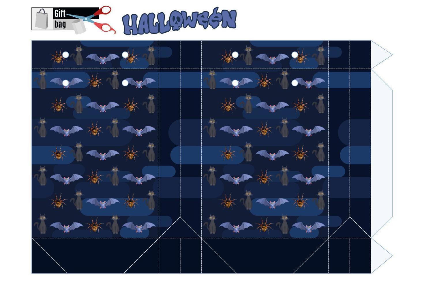 un ottimo pacchetto per una vendita di halloween. su sfondo blu, animali mistici. modello per la stampa.immagine vettoriale stock