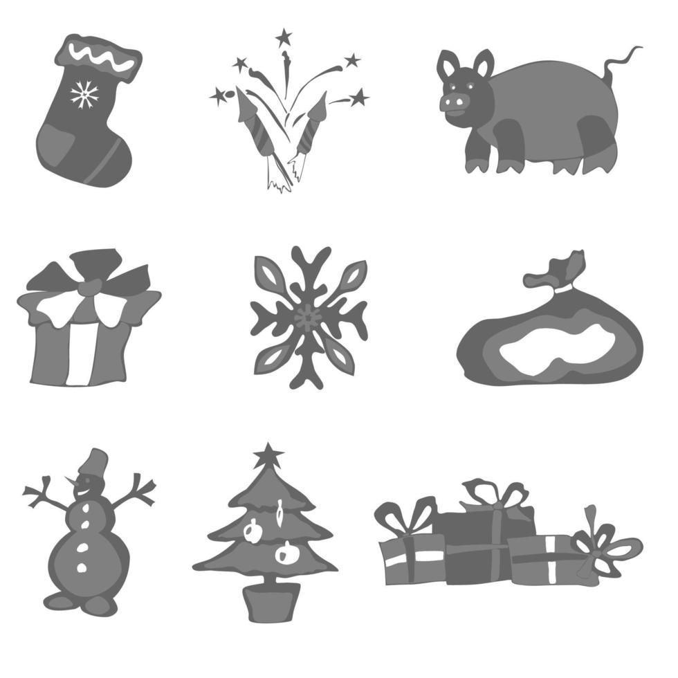 scarabocchi semplici elementi natalizi per le vacanze di capodanno vettore