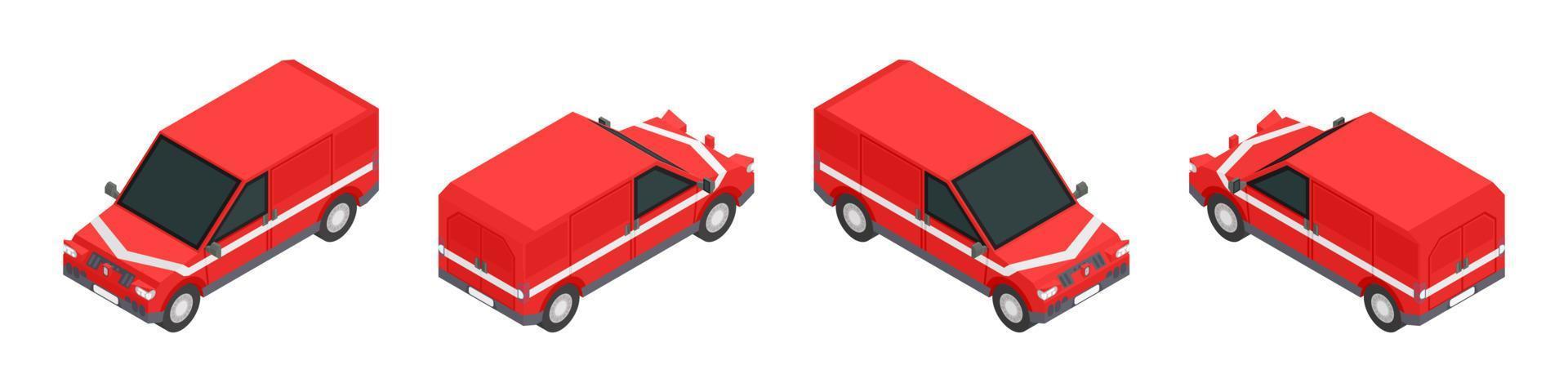 impostare il vettore di stock di camion isometrico rosso