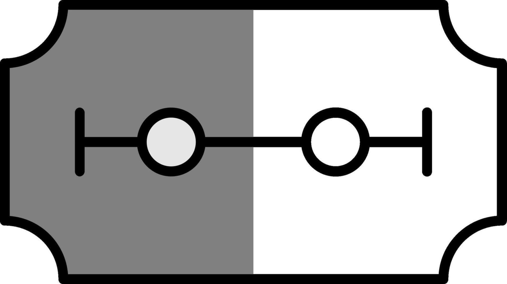 rasoio lama pieno metà tagliare icona vettore