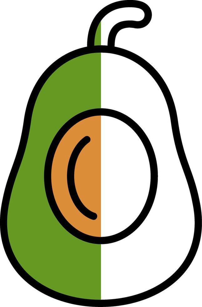 avocado pieno metà tagliare icona vettore