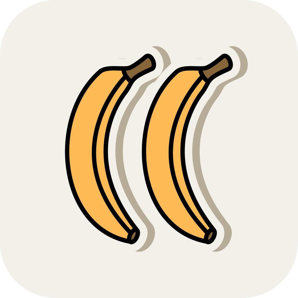 banane linea pieno bianca ombra icona vettore