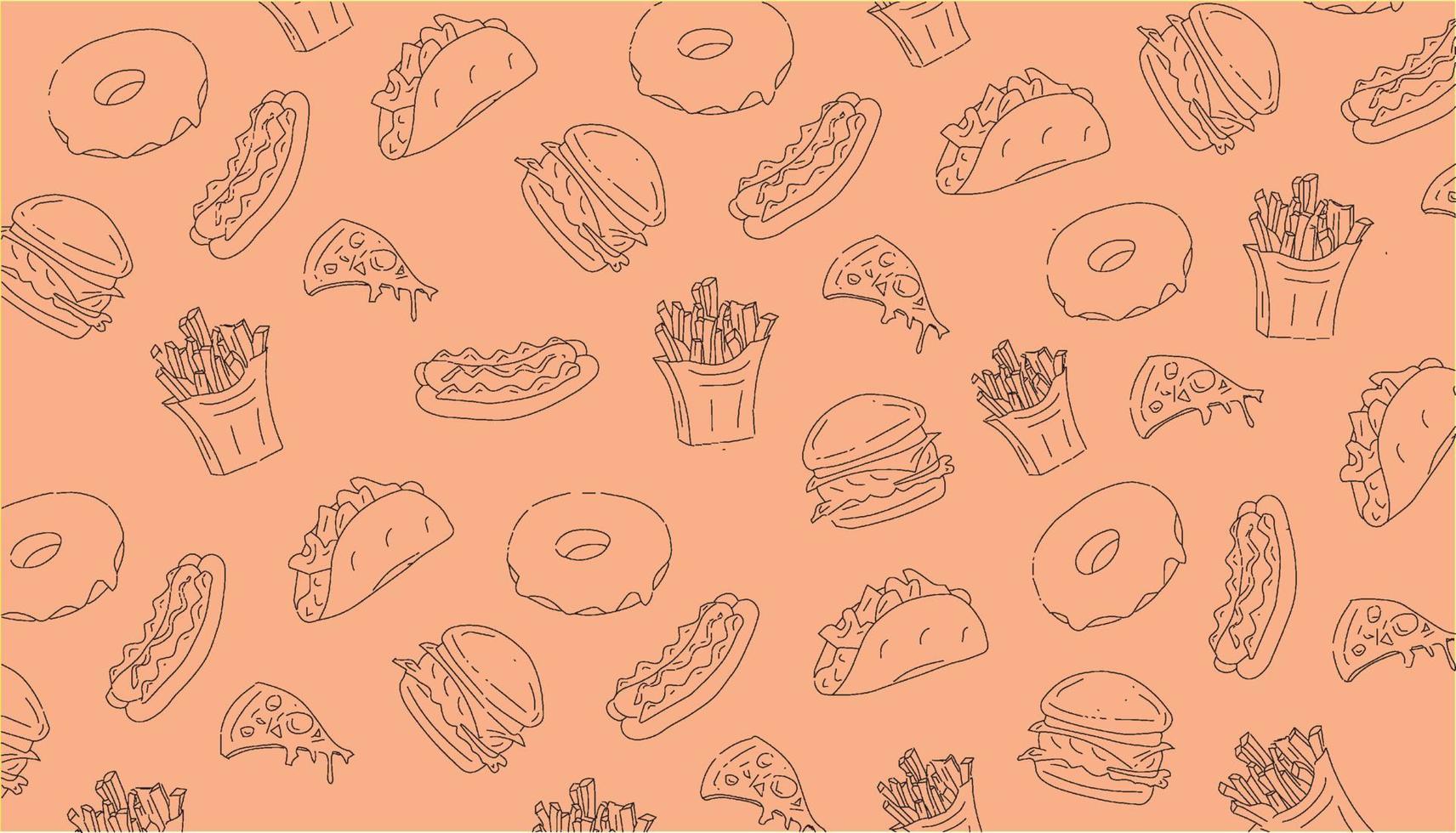 fast food sfondo senza soluzione di continuità illustrazione vettoriale, semplice sfondo del menu del ristorante vettore