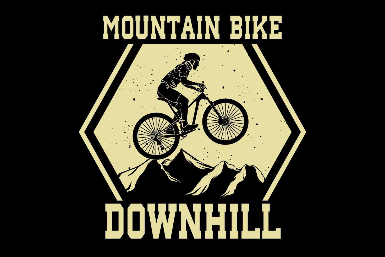 mountain bike downhill design silhouette vintage vettore