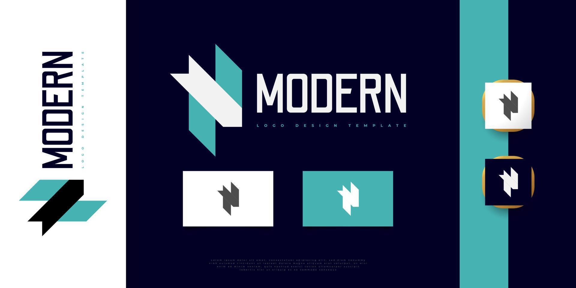 logo moderno della lettera n con la freccia. n con logo o simbolo freccia in bianco e blu vettore