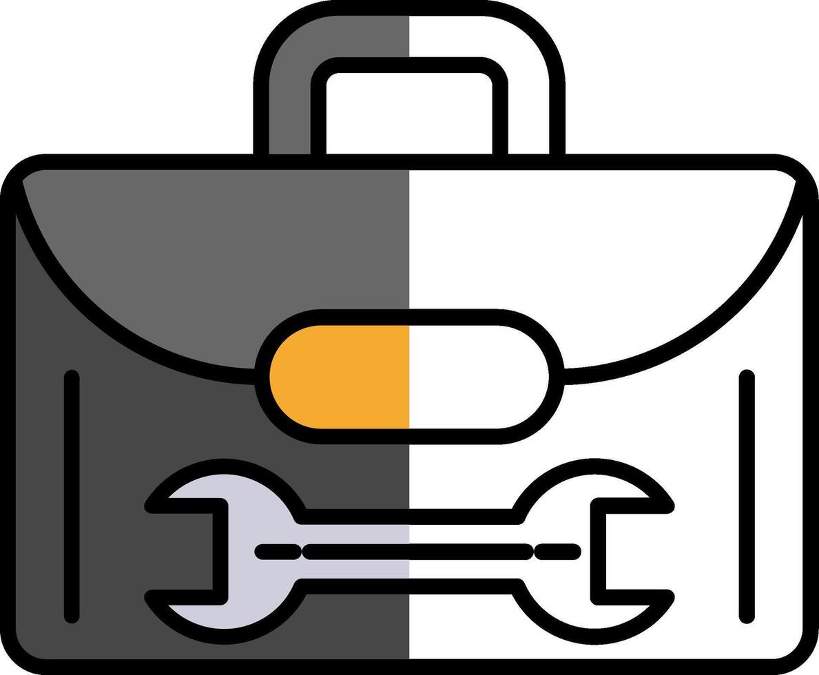 attrezzo scatola pieno metà tagliare icona vettore