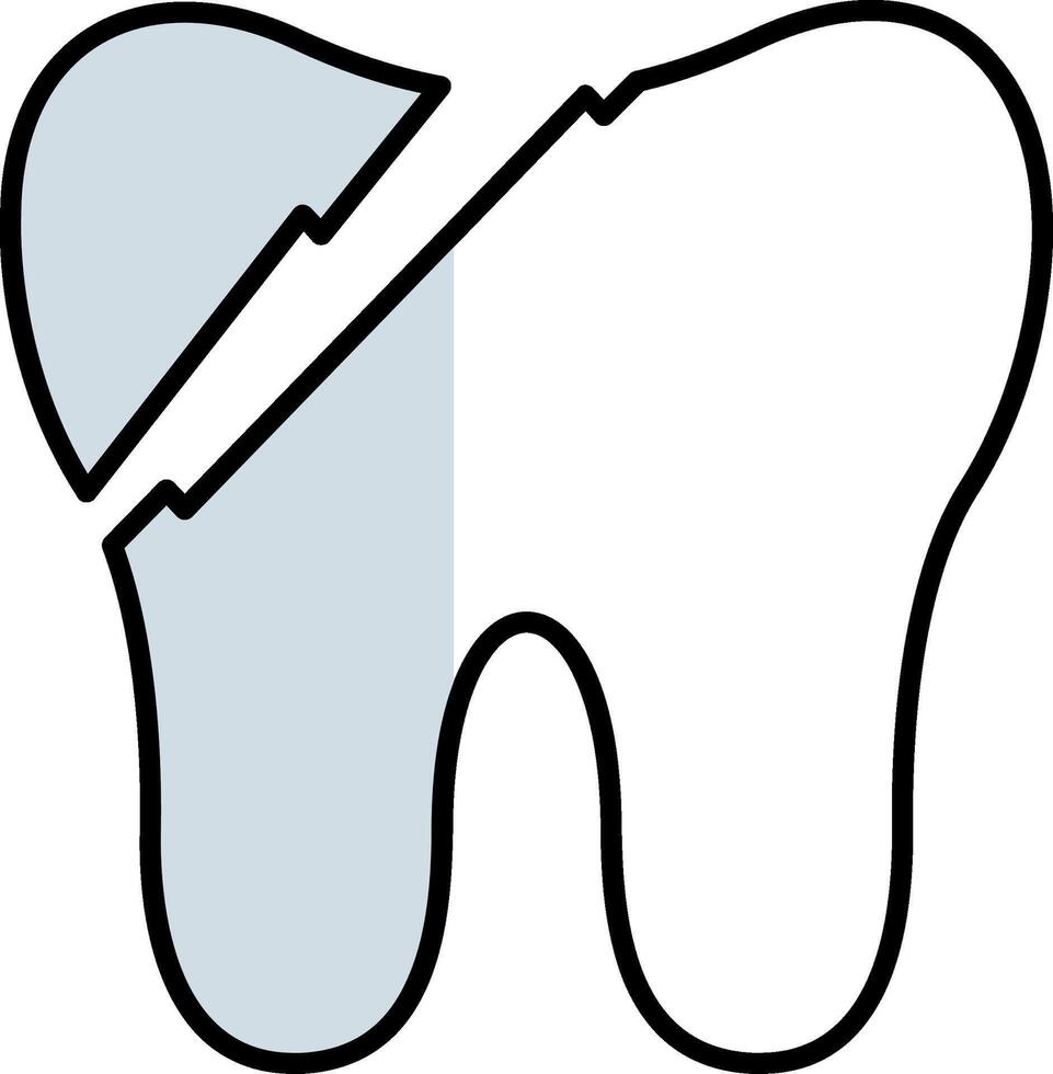 rotto dente pieno metà tagliare icona vettore