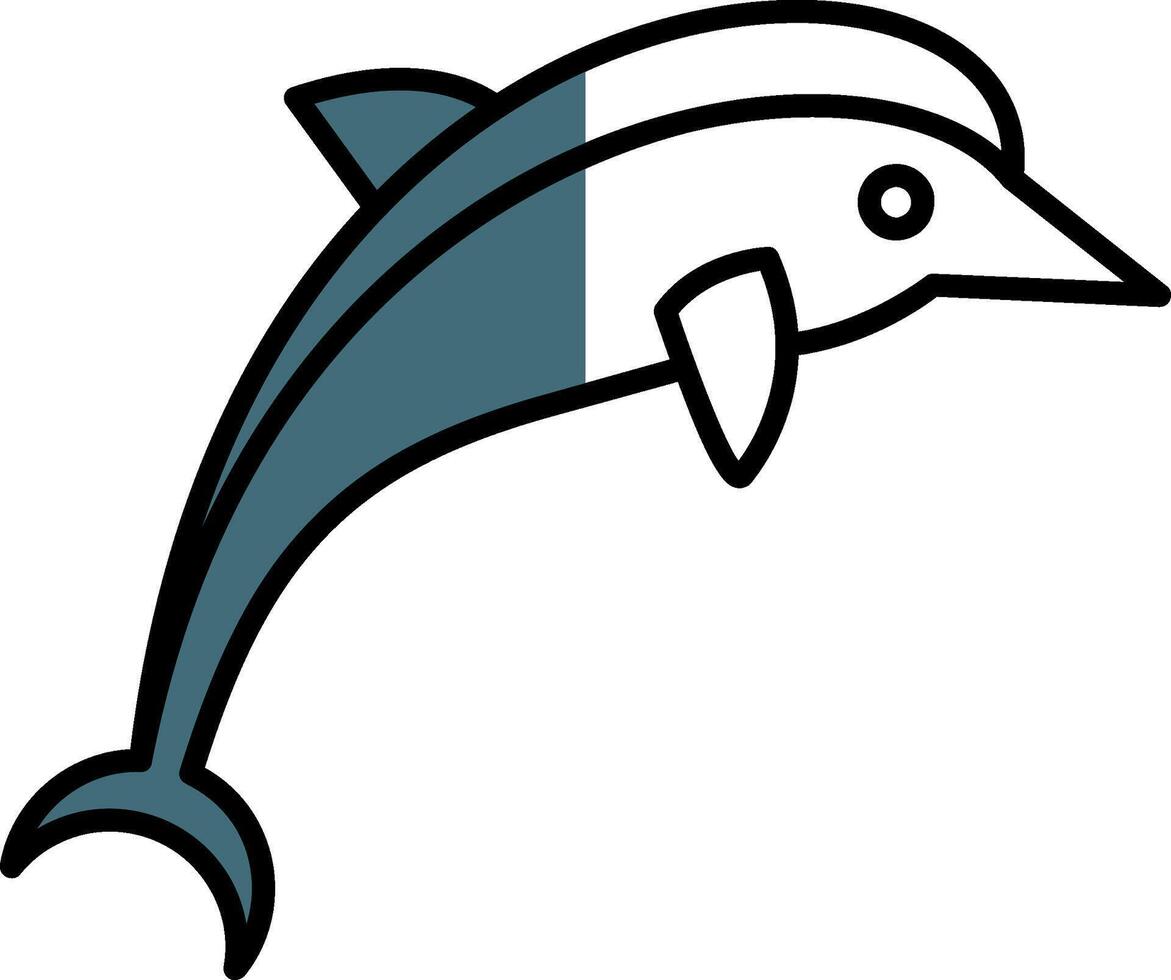 delfino pieno metà tagliare icona vettore