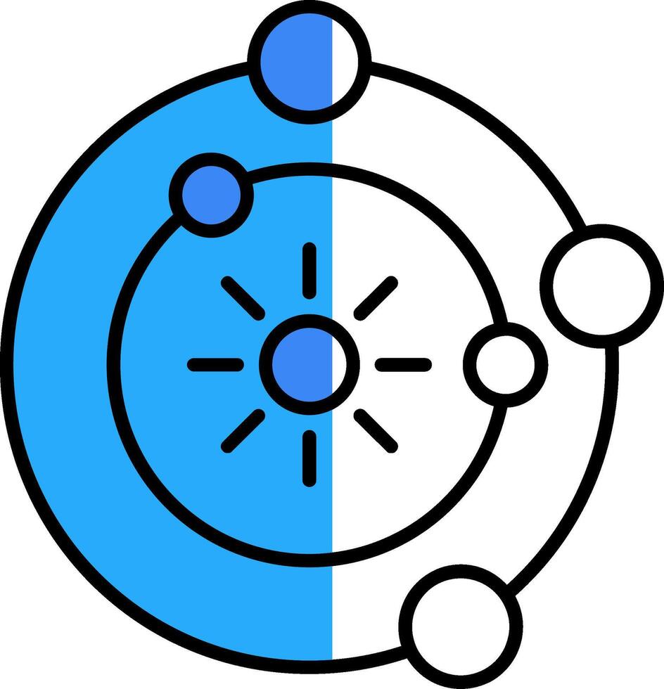 solare sistema pieno metà tagliare icona vettore