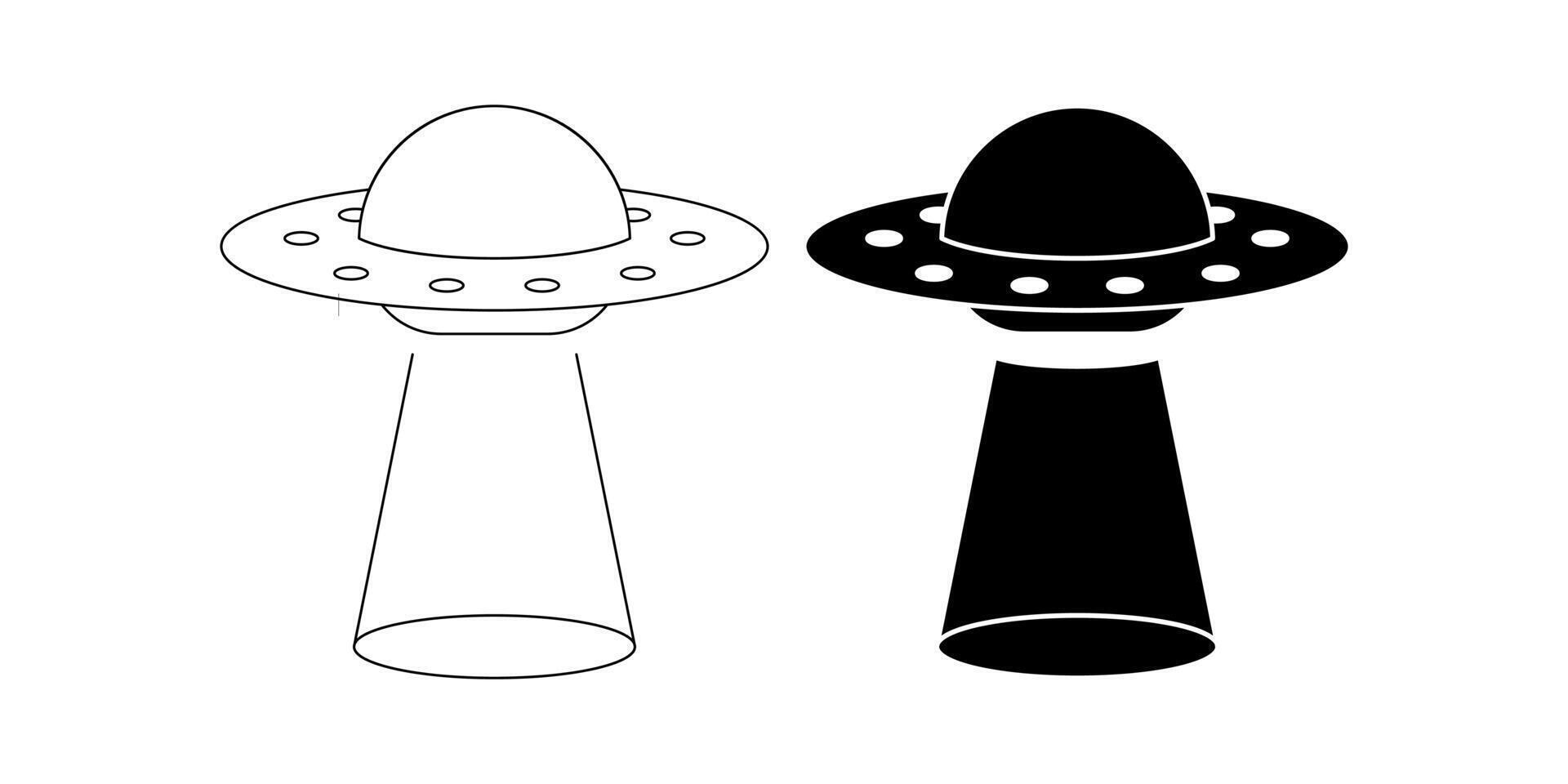 schema silhouette ufo icona impostato vettore