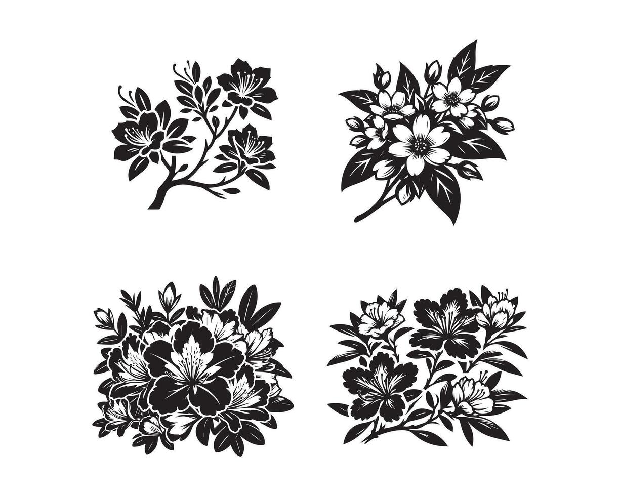 azalea fiori silhouette icona grafico logo design vettore