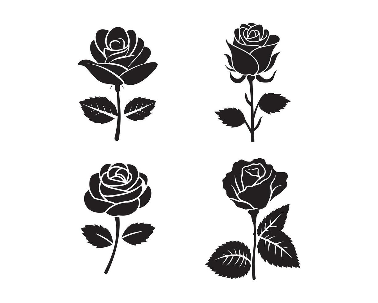 rosa fiore silhouette icona grafico logo design vettore