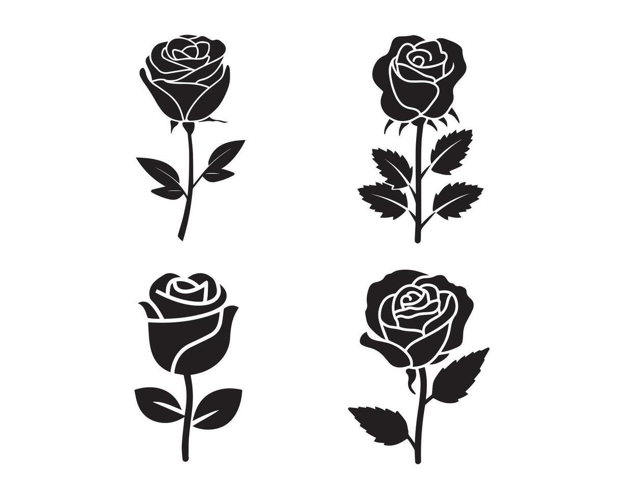 rosa fiore silhouette icona grafico logo design vettore