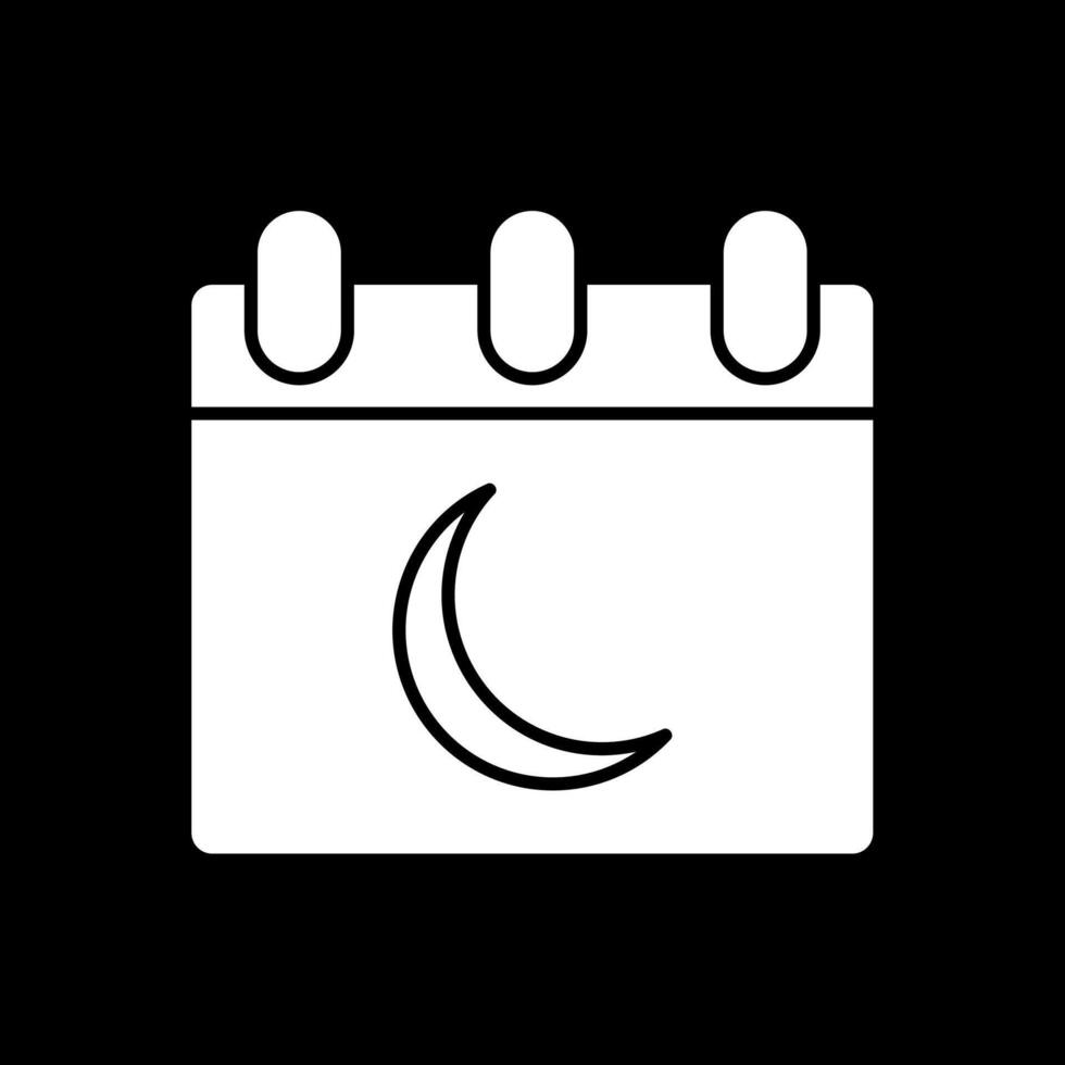 Luna calendario glifo rovesciato icona vettore