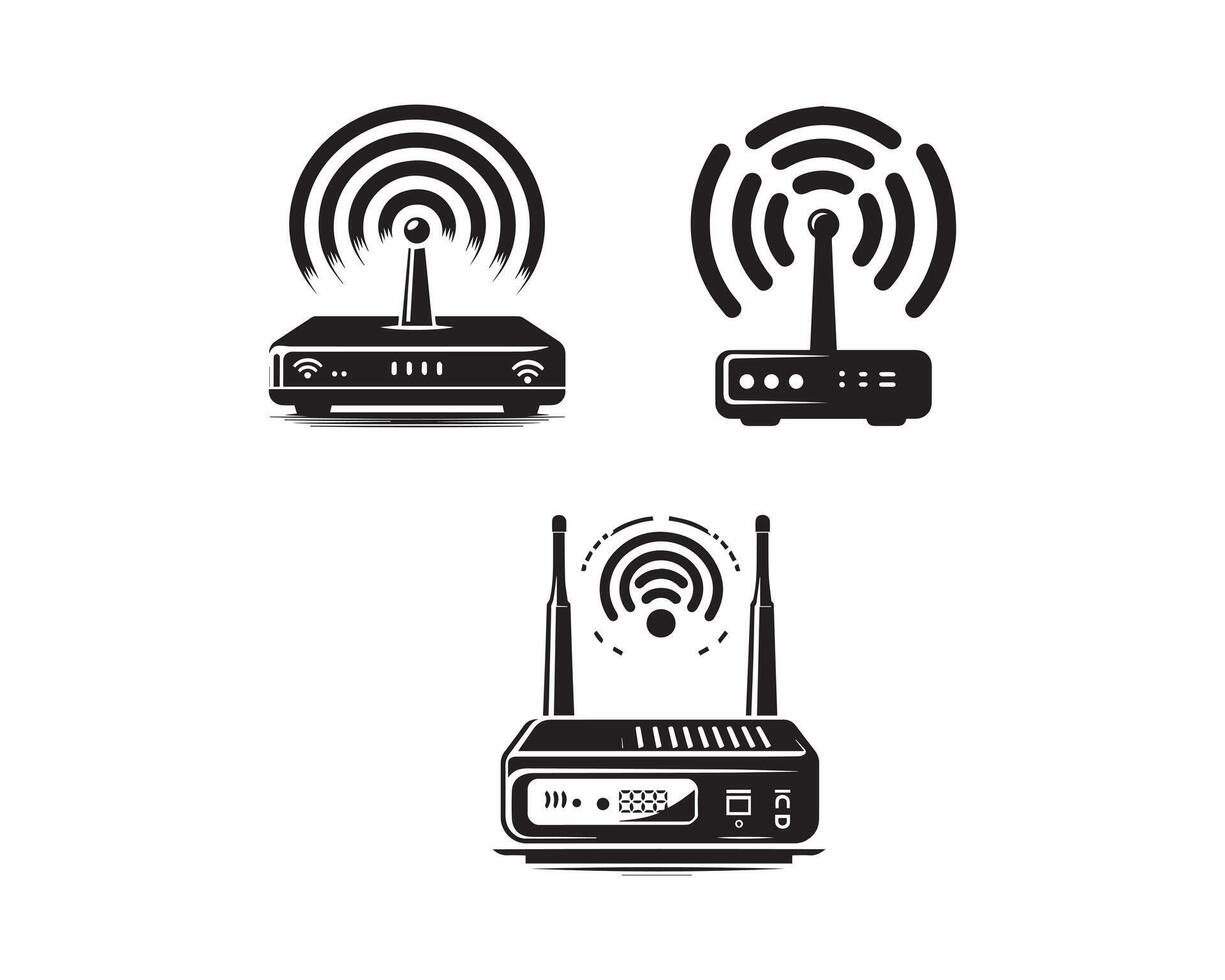 router silhouette icona grafico logo design vettore