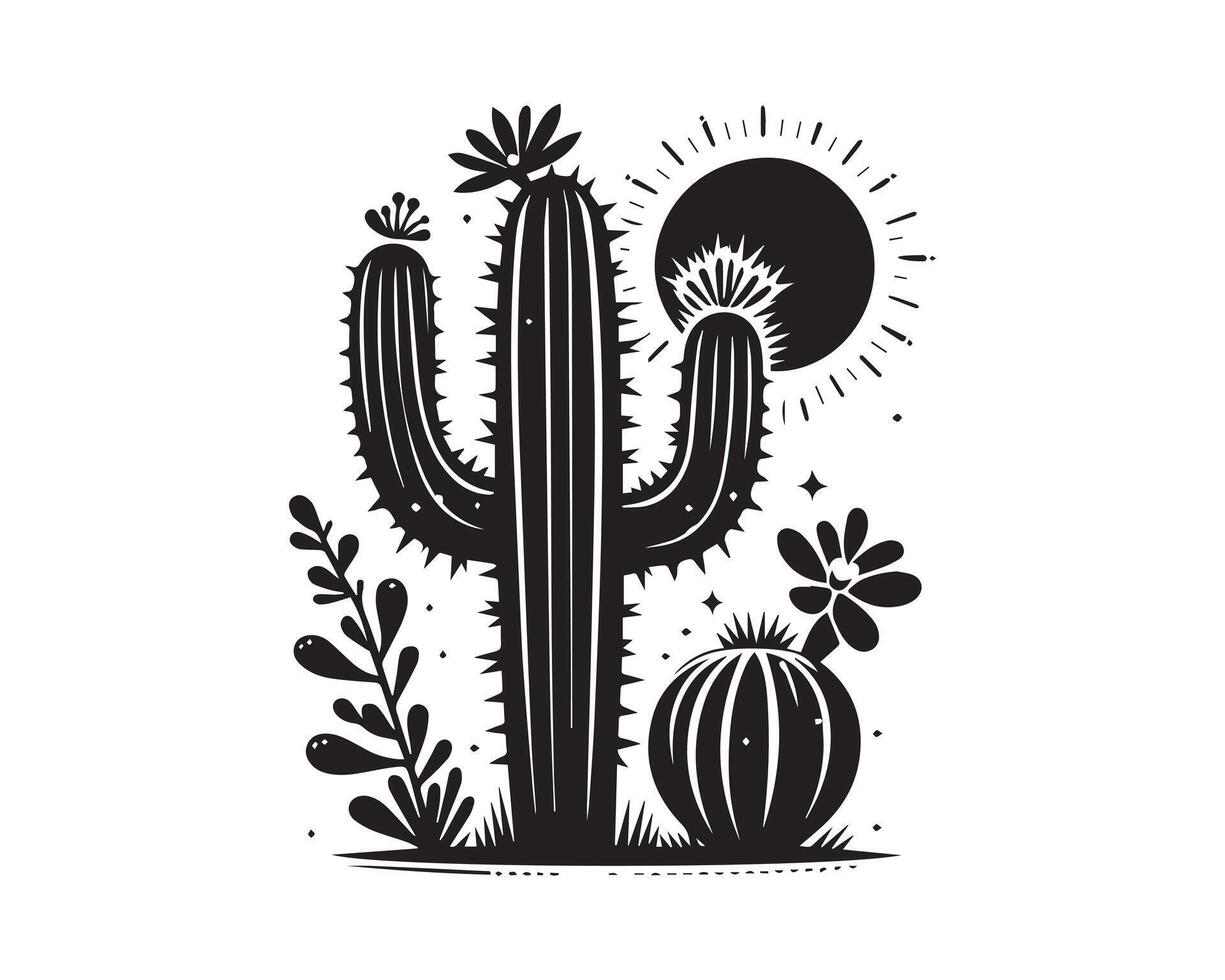 cactus silhouette icona grafico logo design vettore