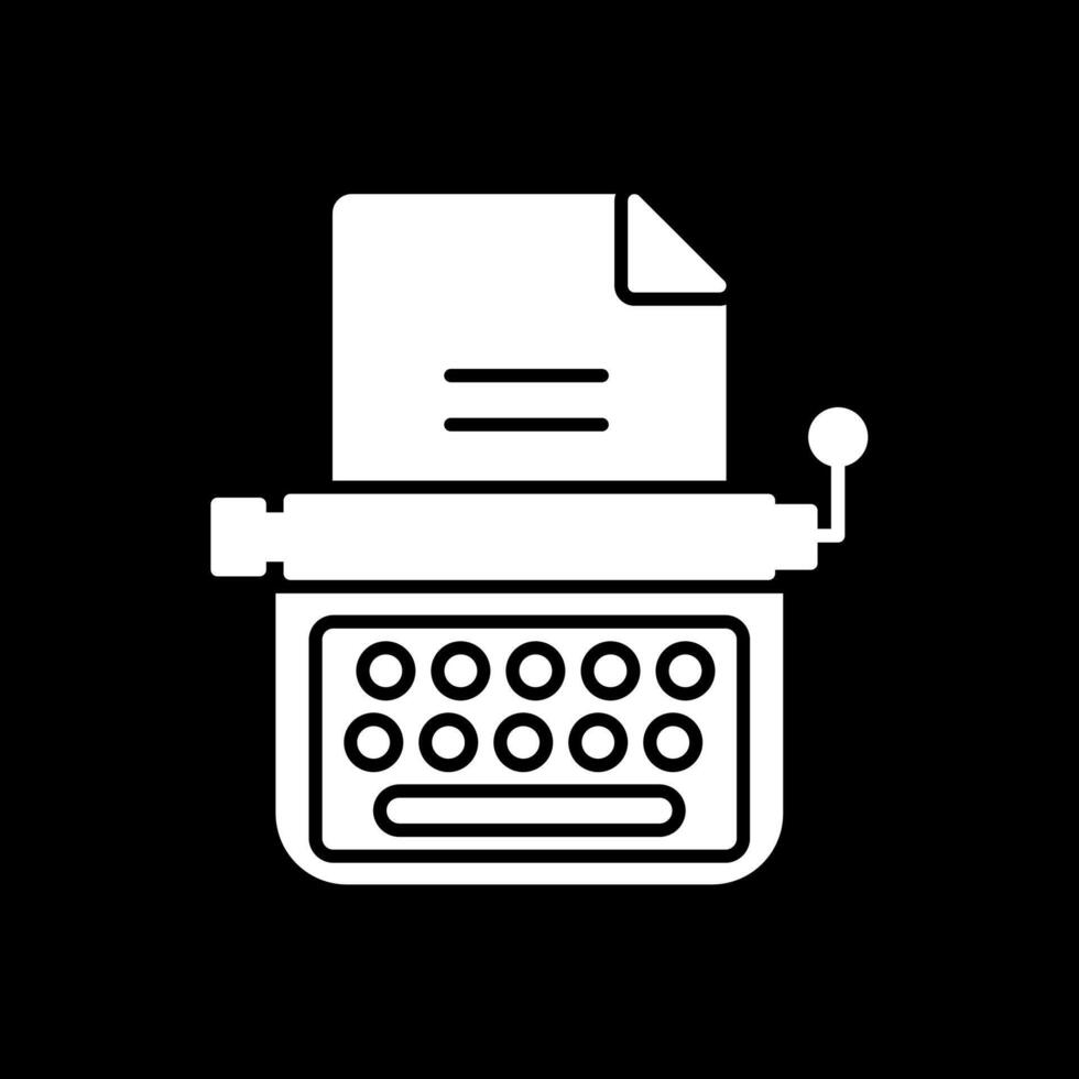 icona del glifo della macchina da scrivere invertita vettore