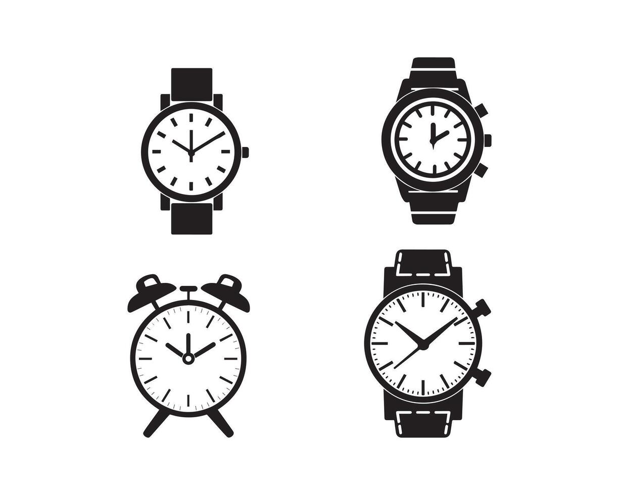 orologio silhouette icona grafico logo design vettore