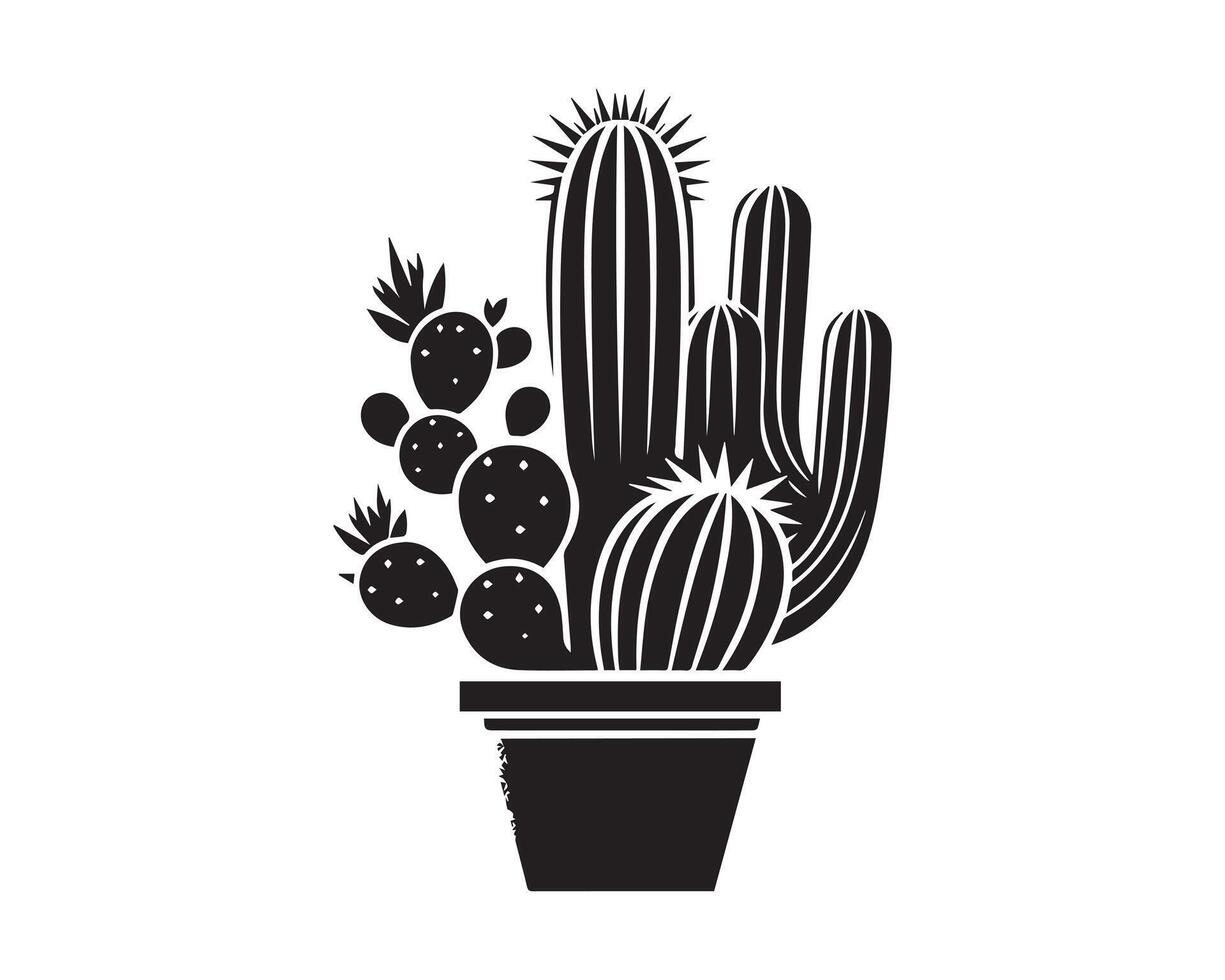 cactus silhouette icona grafico logo design vettore