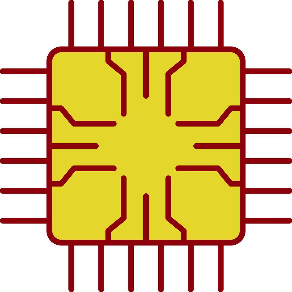 icona a due colori della linea del chip vettore