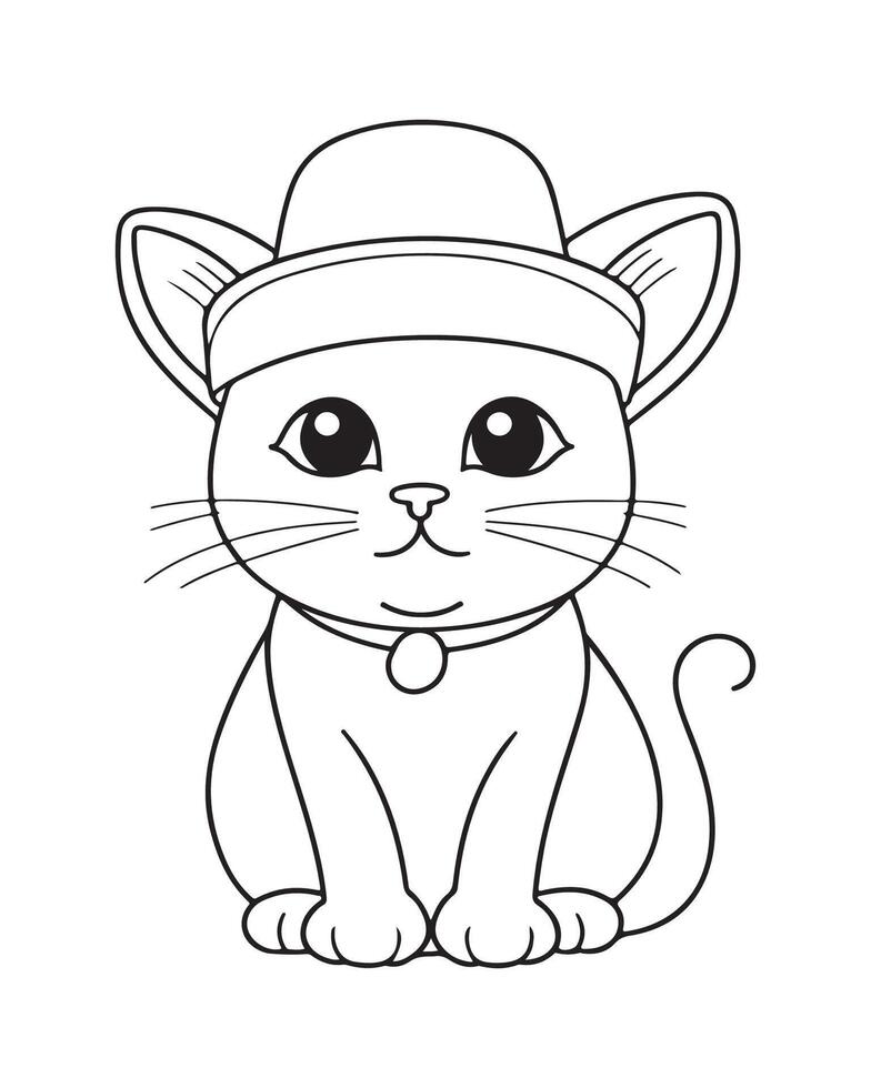 carino gatto colorazione pagine, gatto illustrazione, bellissimo gatto nero e bianca vettore