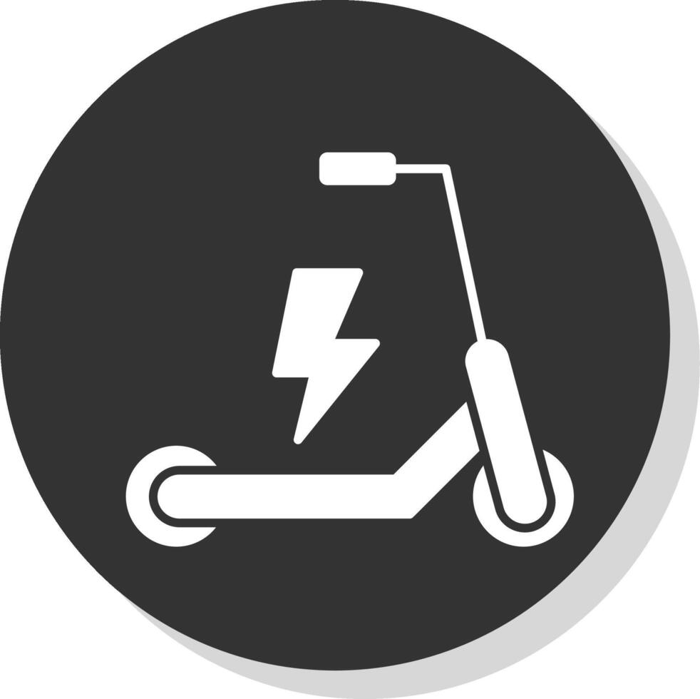 elettrico scooter glifo grigio cerchio icona vettore