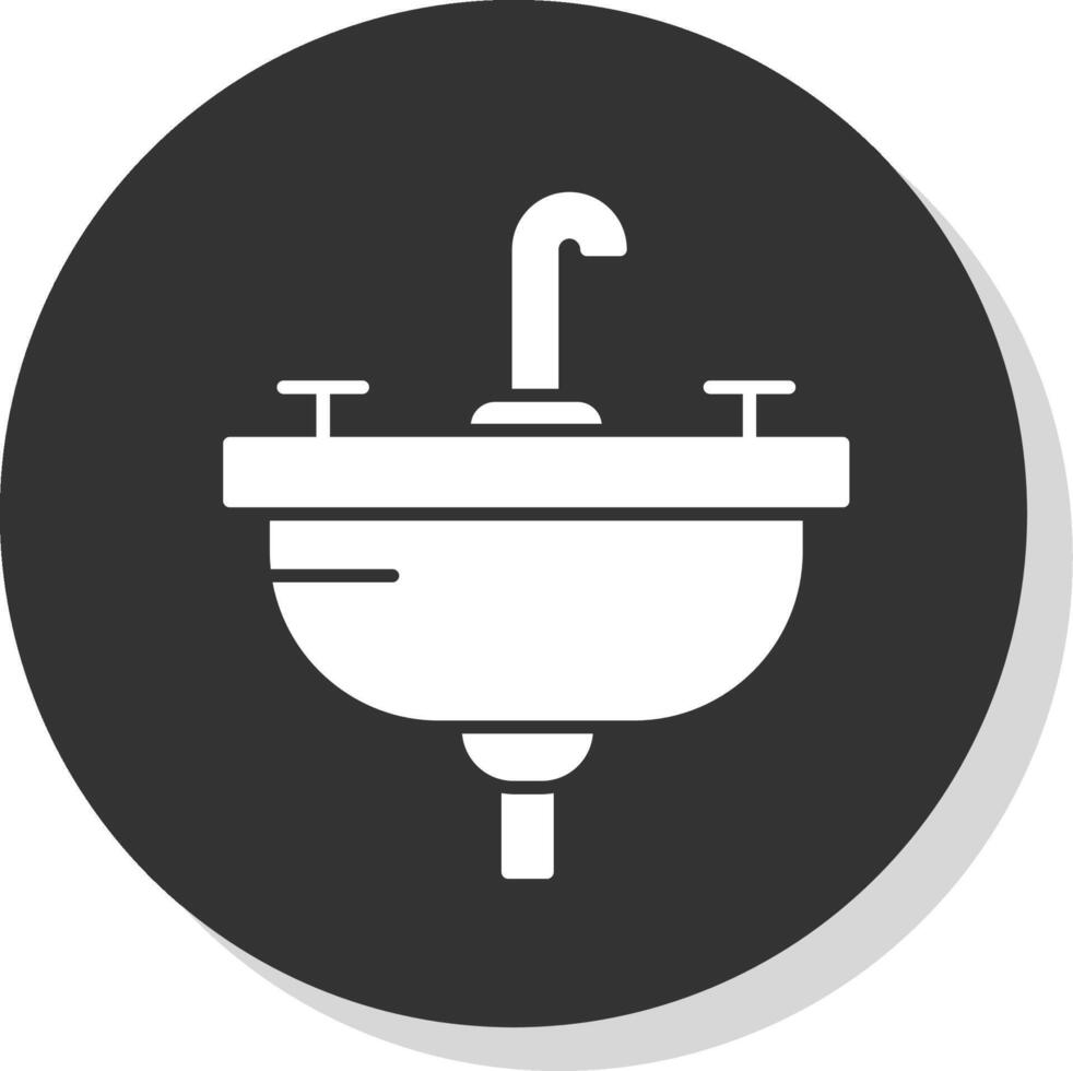 lavabo glifo grigio cerchio icona vettore
