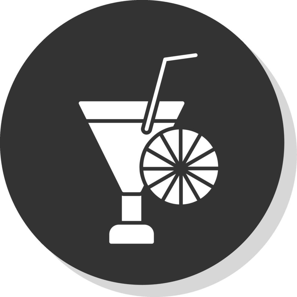 cocktail glifo grigio cerchio icona vettore