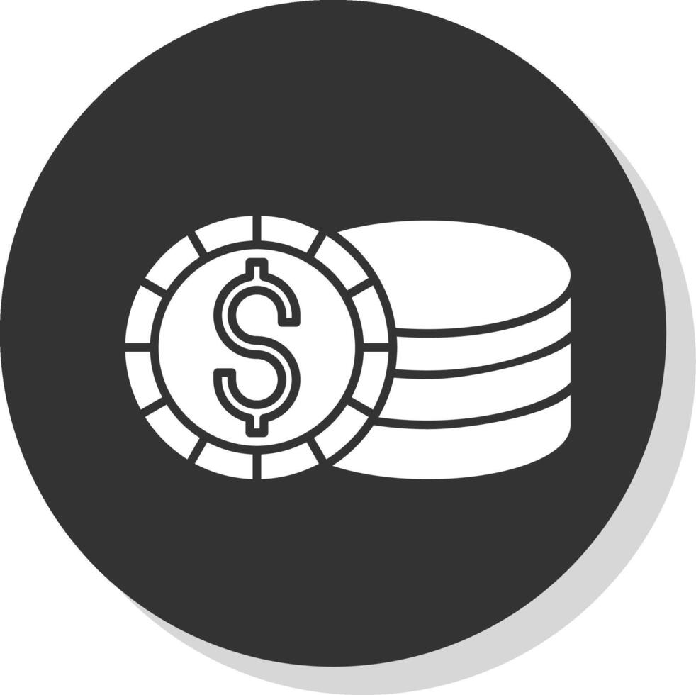 moneta glifo grigio cerchio icona vettore