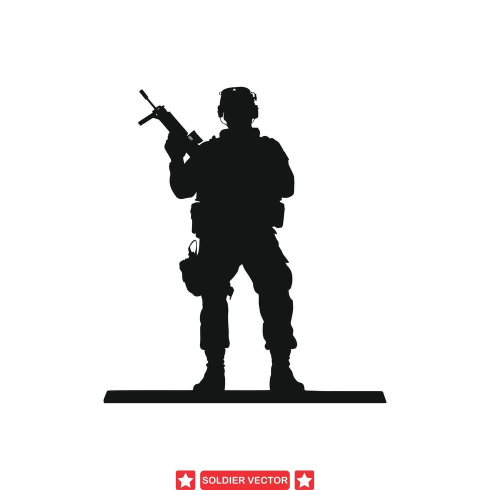 servendo con orgoglio dinamico soldato grafica per patriottico disegni e militare omaggio arte vettore
