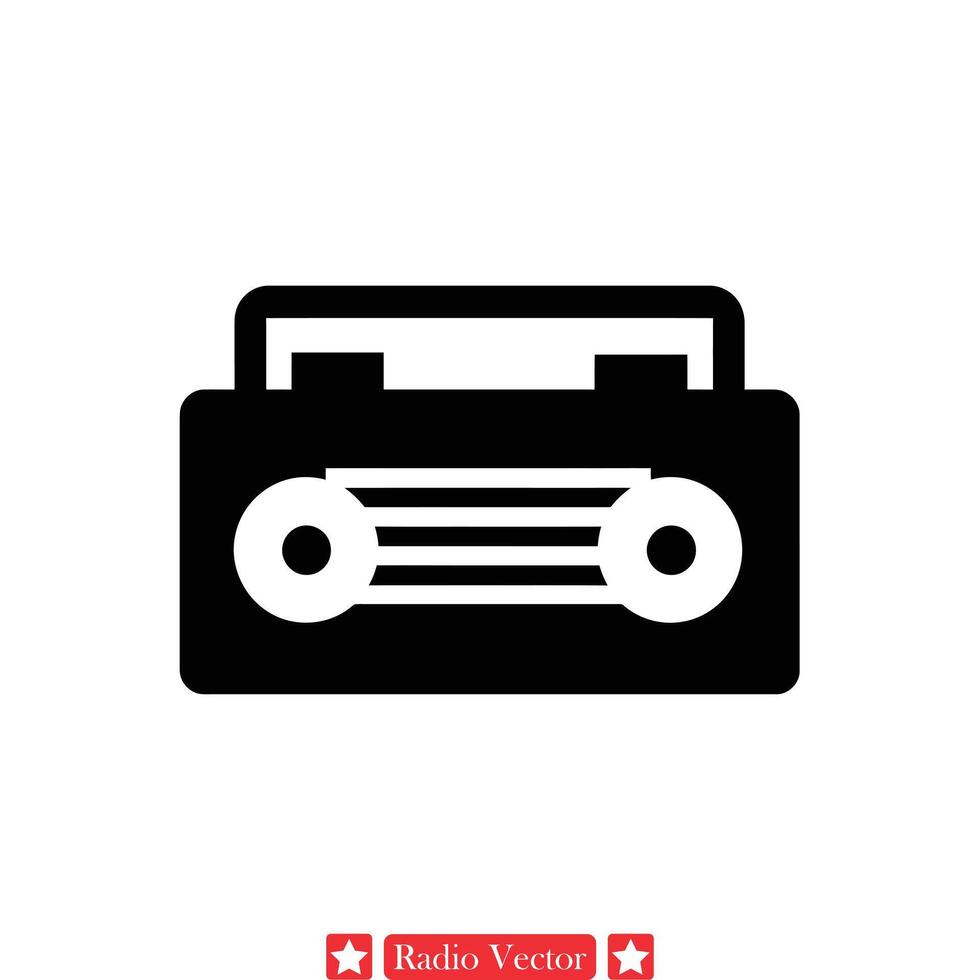 classico Radio silhouette illustrazioni antico styled senza fili dispositivo icone, Perfetto per Vintage ▾ a tema grafico design vettore