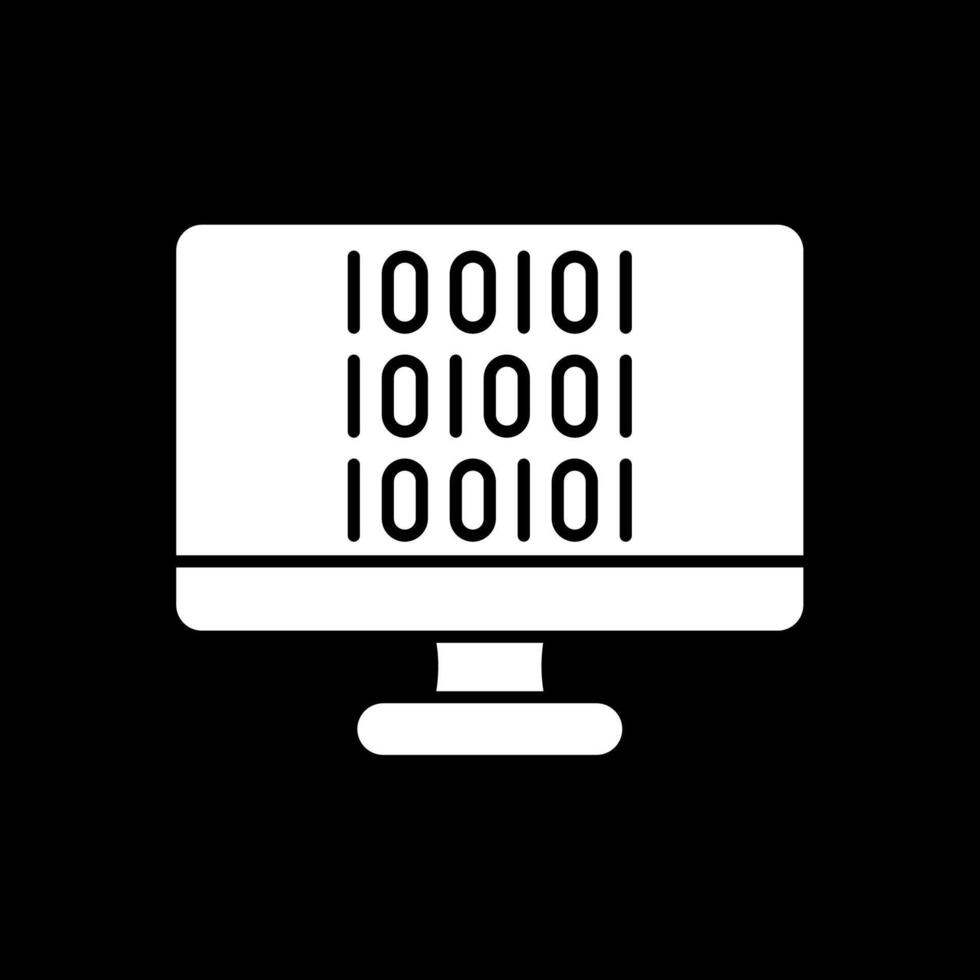 binario codice glifo rovesciato icona vettore