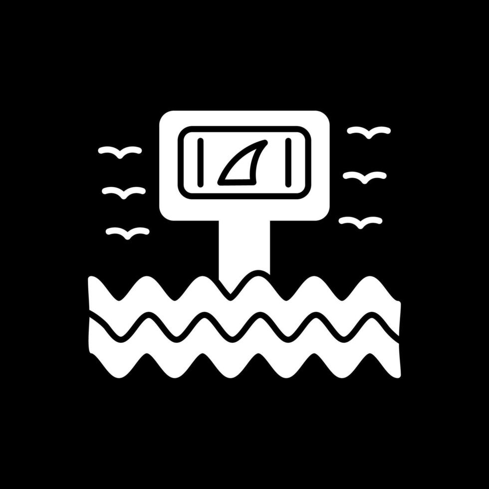 icona del glifo del segnale di avvertimento invertito vettore