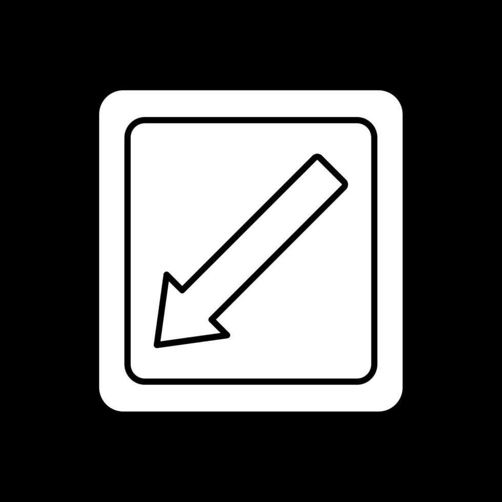 diagonale freccia glifo rovesciato icona vettore