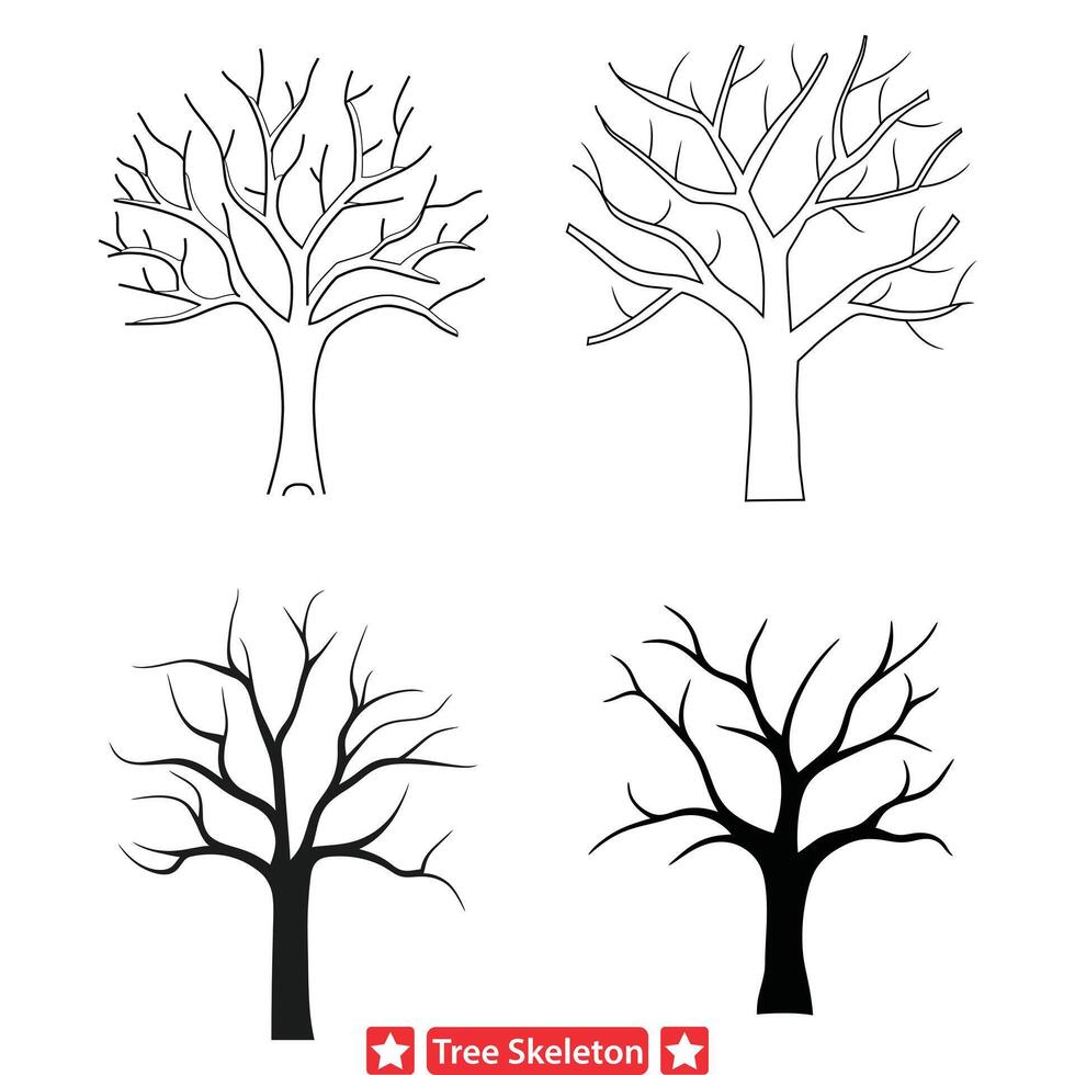 spettrale guardiani inquietante albero scheletro grafica vettore