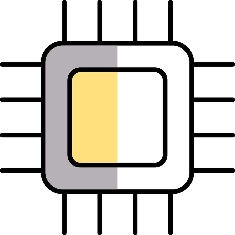 processore pieno metà tagliare icona vettore